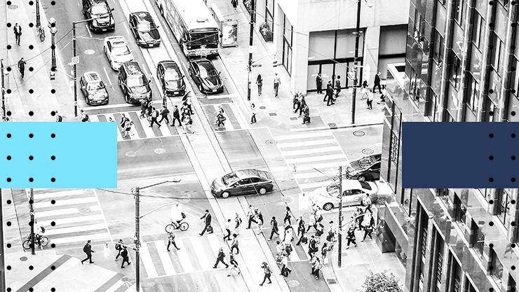 Stylized image of busy city intersection