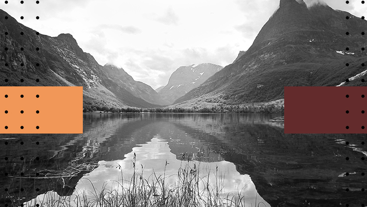 Stylized image of a mountain lake