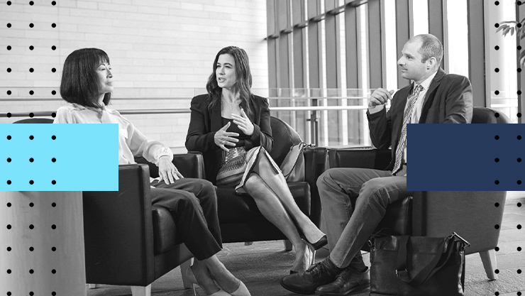 A group of people collaborating in an office