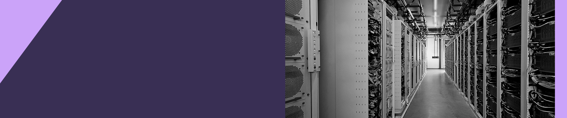 Wide angle shot of a server room