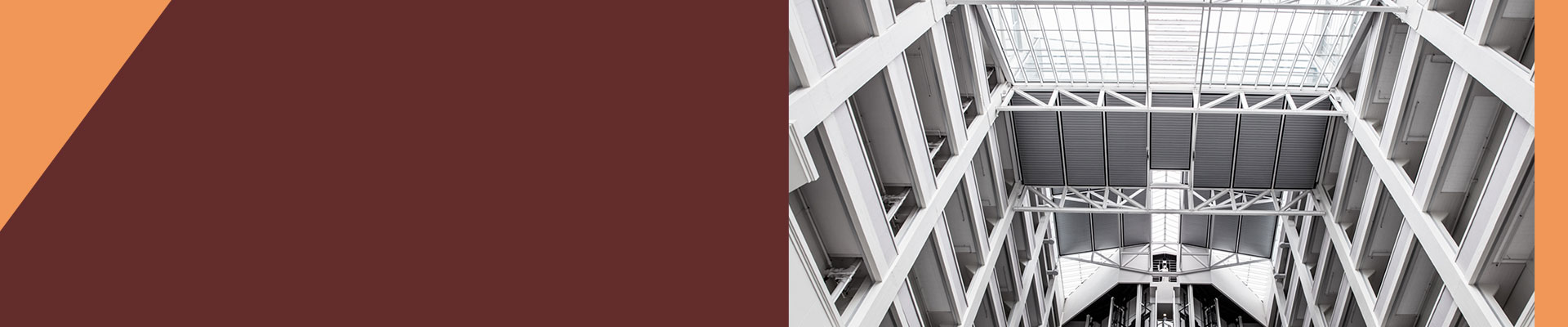 A low angle view of a building interior