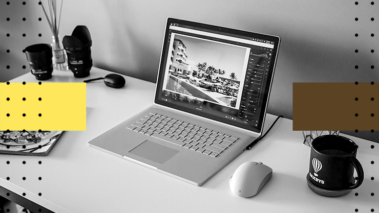 A laptop sitting on a desk